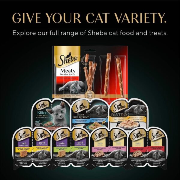 Sheba Perfect Portions Cuts in Gravy Wet Cat Food Trays (24 Count, 48 Servings), Salmon, Trout, and Sustainable Tuna Entrée Variety Pack, Easy Peel Twin-Pack Trays - Image 11