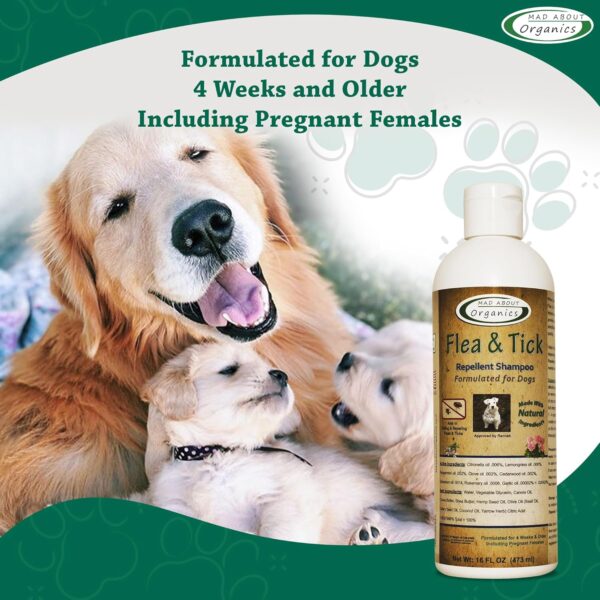 Dog Shampoo Flea and Tick Prevention 16oz - Flea and Tick Repellent Fomulated for Dogs, All Natural Flea Bath for Dogs 4 Weeks & Older Including Pregnant Female, Puppy Essentials by Mad About Organics - Image 6