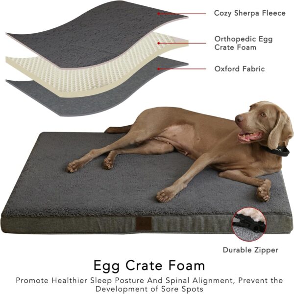 DaysU Xlarge Dog Beds, Orthopedic Dog Beds Large Sized Dog with Removable Washable Cover, Egg Crate Foam Pet Bed Mat, XL Dog Bed Dark Grey, Suitable for Dogs Up to 100 Ibs, 44x32x3in - Image 3