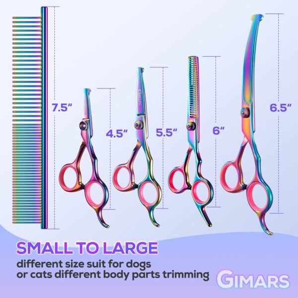 Gimars Professional 4CR Stainless Steel 6 in 1 Grooming Scissors for Dogs with Safety Round Tip, Heavy Duty Titanium Coated Pet Grooming Scissor for Dogs, Cats and Other Animals - Image 2