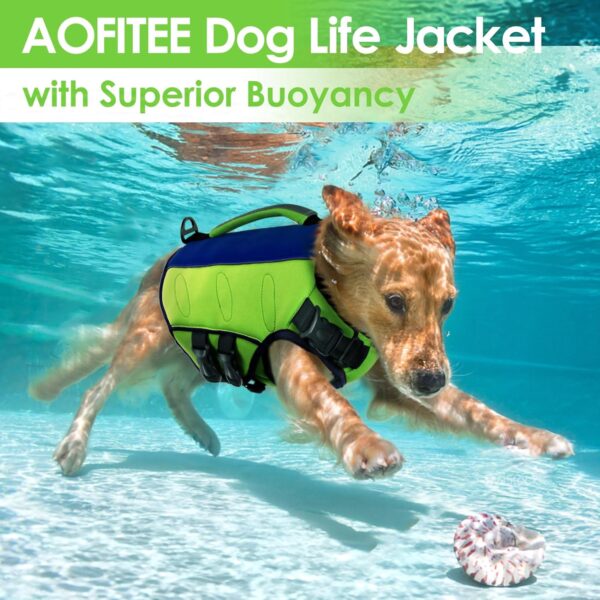 AOFITEE Dog Life Vest for Swimming, Ripstop Small Dog Life Jacket, Reflective Dog Swimming Vest with Rescue Handle and Superior Buoyancy, Adjustable Dog Floating Vests for Small Medium Large Dogs, S - Image 3