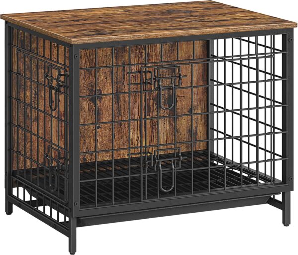 Dog Crate Furniture, Wooden Dog Kennel with Removable Tray, Heavy-Duty Dog Cage End Side Table, Indoor Dog House for Small/Medium/Large Dogs, 25.2" L, Rustic Brown DCHR0101Z