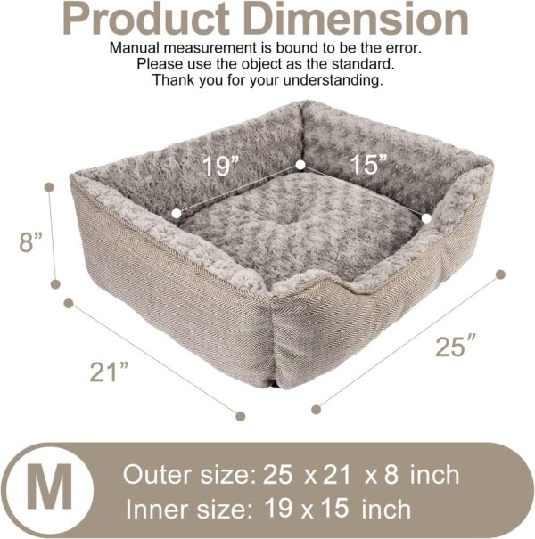 FURTIME Dog Bed for Large Medium Small Dogs Soft Washable Pet Bed Orthopedic Dog Sofa Bed Breathable Rectangle Sleeping Bed Anti-Slip Bottom(25'', Brown) - Image 2