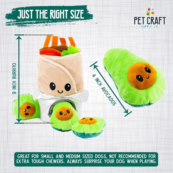 Pet Craft Supply Hide and Seek Plush Dog Toys Crinkle Squeaky Interactive Burrow Activity Puzzle Chew Fetch Treat Hiding Brain Stimulating Cute Funny Toy Bundle Pack - Burrito, for Medium Breeds - Image 6