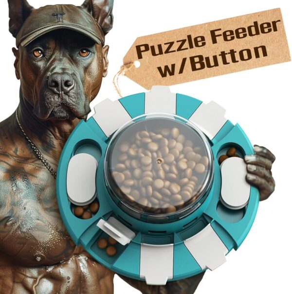 KADTC Dog Puzzle Toys for Small/Medium/Large Dogs Slow Feeder w/Button Level 2 in 1 Boredom Busters Keep Them Busy Enrichment Toy Puzzles Food/Treat Dispenser Puppy Brain Mental Stimulation Game GRN