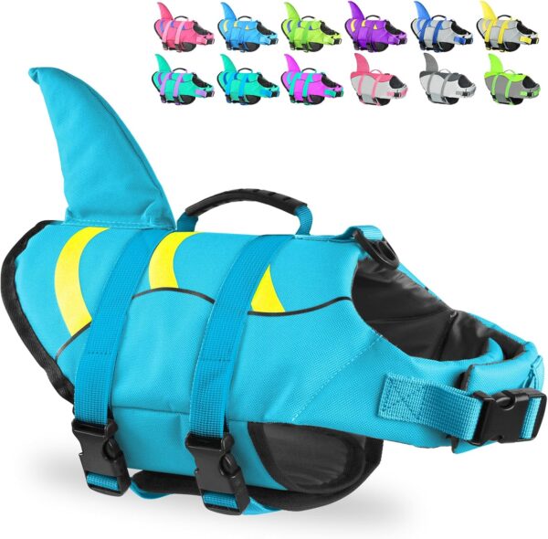 Fragralley Shark Dog Life Jacket, Adjustable Dog Life Vest with Shark Fin, Suit for Small Medium Large Dog life vest for Swimming and Boating