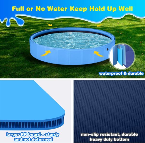 Jecoo Dog Pool with Sprinkler, Large 2-in-1 Foldable Dog Pool for Large Dogs Non-Slip Kiddie Pool Hard Plastic for Outdoor Backyard (71"x12") - Image 5