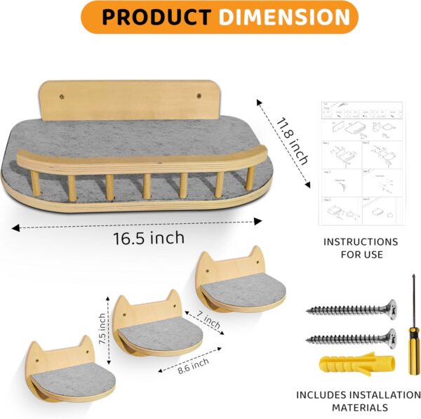 Large Cat Wall Shelves + 3 Cat Wall Steps, Cat Tree, Cat Corner Shelf, Cat Shelf, Cat Bed, Cat Scratcher, Cat Wall Furniture, Cat Wall Shelf, Cat Window Perch, Cat Hammock, Cat Scratching Post - Image 7