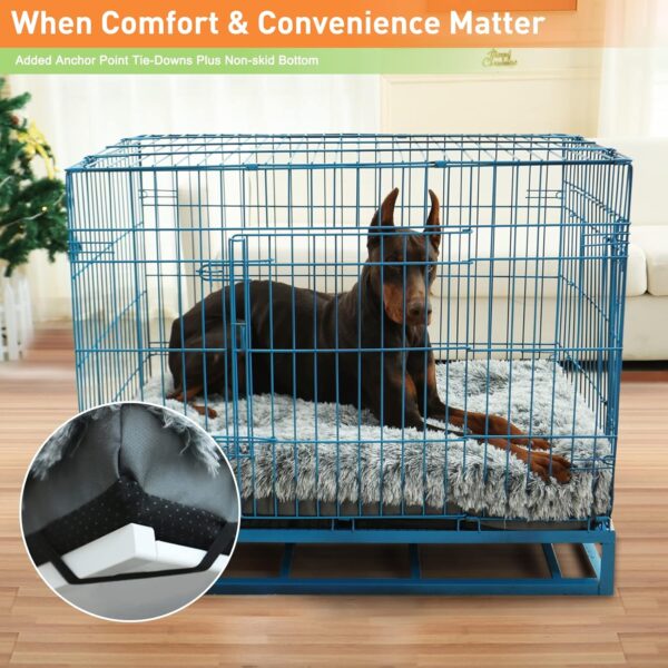 XL Dog Bed Deluxe Cozy Plush Fixable Dog Kennel Beds for Crates Washable Dog Bed, 42 x 28 x 3 Inches, Grey - Image 5