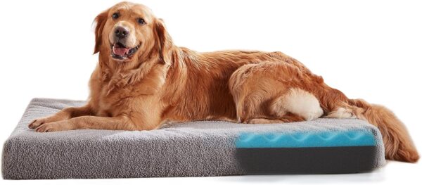 Orthopedic Memory Foam Dog Beds for Large Dogs, Large Dog Bed, 41 inches XL Washable Dog Bed with Waterproof Liner and Cooling Gel Memory Foam, Comfy Dog Crate Mat Fits up to 90 lbs Pets