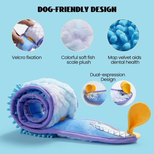 Nocciola No Stuffing Eel Crinkle Dog Squeaky Toys - Durable Dog Toys for Tug of War, Small Puppy Toys | Tough Dog Toys for Small Medium Large Dogs & Aggressive Chewers, Blue Dog Toys to Keep Them Busy - Image 2