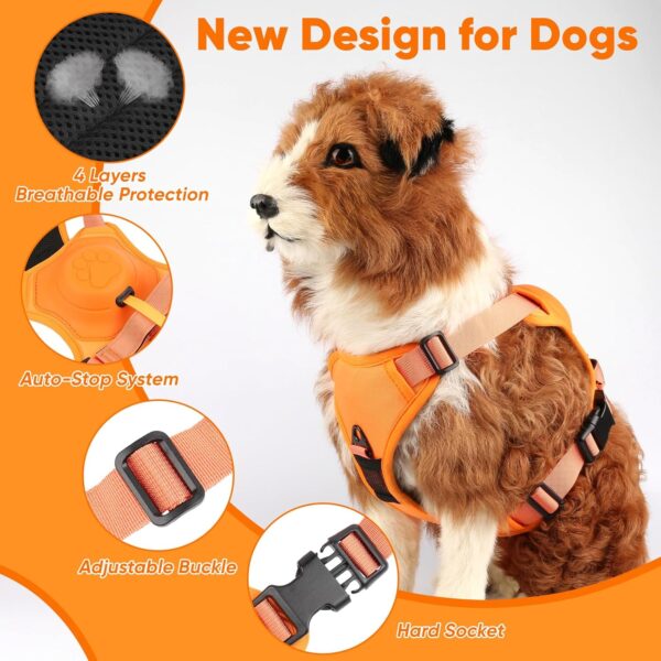 Retractable No-Pull Dog Harness, Auto-Stop Rope for Safety Use, Adjustable Reflective Oxford Easy Control,for 15-33 LBS Medium/Large Dogs Use(Orange) - Image 2