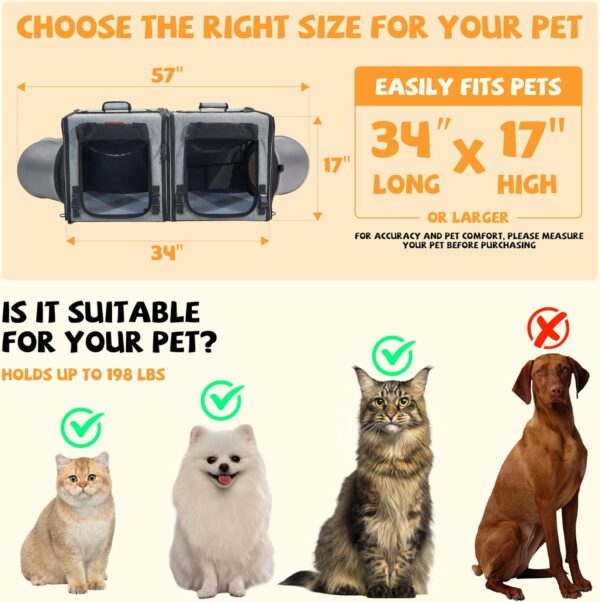 Cat Travel Carrier with Litter Box 2-in-1 Portable Double Cat Carriers for 2 Cats and Pet Shelter Ideal for Multiple Cats Soft Foldable Design with Shoulder Strap - Image 5