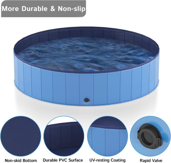 Heeyoo Foldable Dog Pool, Portable Hard Plastic Dog Swimming Pool， Outdoor Collapsible Pet Bathing Tub for Pets Dogs and Cats, 79 x 12 Inches - Image 3