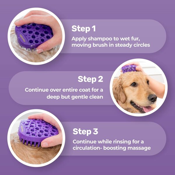 Pet Bath & Massage Brush - Grooming Comb for Shampooing & Massaging Dogs, Cats, Small Animals w/Short or Long Hair - Long Tapered Bristles, Gently Removes Loose, Shed Fur, Bath Brush Cats (No Handle) - Image 5