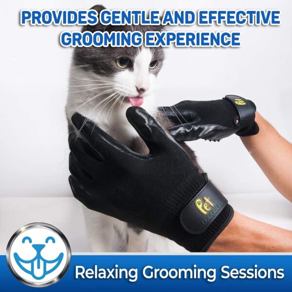 Pet Magasin, Patented Gentle & Effective Shedding Pet Grooming Gloves Bathing & Brushes Works For Dogs, Horses, Cats, and Other Animals (Blue, Medium, 1-pair) - Image 2