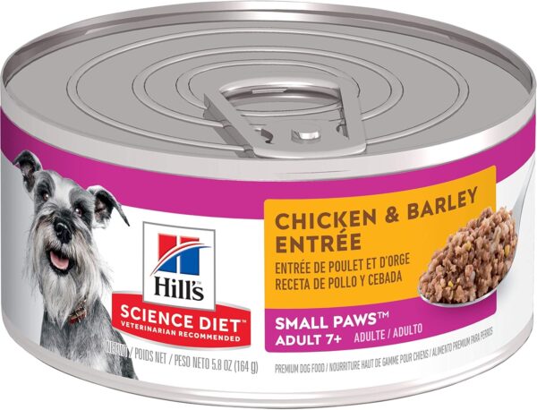 Hill's Science Diet Small & Mini, Senior Adult 7+, Small & Mini Breeds Senior Premium Nutrition, Wet Dog Food, Chicken & Barley Loaf, 5.8 oz Can, Case of 24