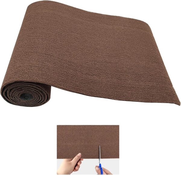 Trimmable Cat Scratching Post Carpet Covered 78.7”x15.8” Self-Adhesive Cat Tree Shelves Replacement Parts Mat Cat Scratcher for Cat Tree Shelf Steps Couch Furniture DIY Protector(Brown)