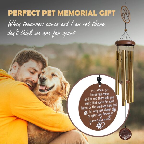 Pet Memorial Wind Chime 30" with Sympathy Card, Paw Prints Chime, Pet Memorial Gifts, Pet Loss Gifts, Cat and Dog Memorial Gifts, Remembrance and Bereavement Gifts for Loss of Pet - Image 2