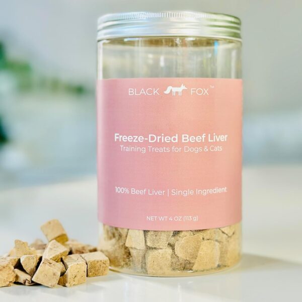 BLACK FOX Freeze-Dried Beef Liver Training Treats for Dogs and Cats | 260 Treats, 4oz, Single Ingredient, Raw Healthy, All Natural, Human Grade, Recyclable Packaging