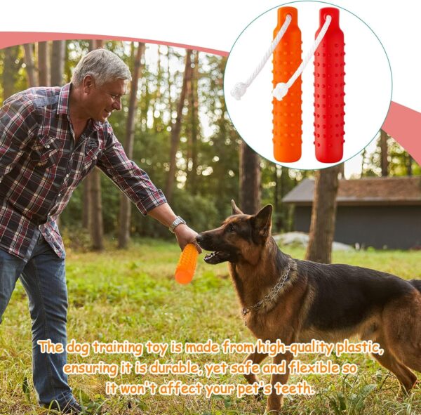 4 Pcs Dog Training Bumper with Throw Rope 11 x 2 Inch Dog Retriever Training Dummy Dog Toys Standard Size Duck Dog Hunting Training Tool for Hunting and Sporting Dogs (Orange and Red) - Image 6