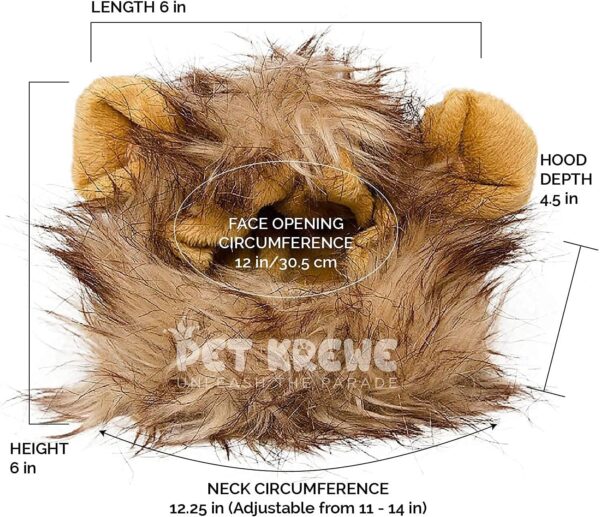 Pet Krewe Cat Lion Mane Halloween Costume – Fits Neck Size 8”-14 - Lion Costume for Small Cats and Kittens – Ideal for Halloween, Cat Birthday, Cat Cosplay, Cat Outfits, Pet Clothes - Image 2