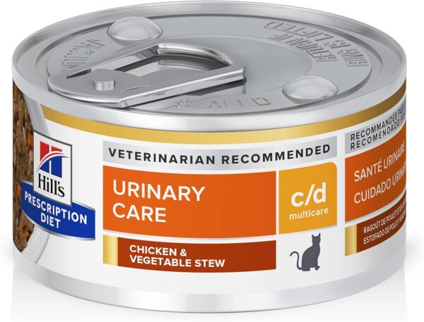 Hill's Prescription Diet c/d Multicare Urinary Care Chicken & Vegetable Stew Wet Cat Food, Veterinary Diet, 2.9 oz Cans, 24-Pack