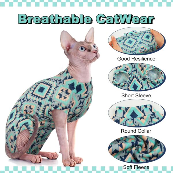 Sphynx Hairless Cat Breathable Summer Cotton T-Shirts, Pullover Kitten T-Shirts with Sleeves, Cat Pajamas Jumpsuit, Breathable Cat Daily Wear Clothes - Image 2