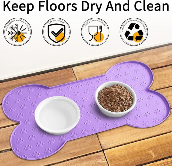 Dog Food Mat Anti-Slip Silicone Dog Bowl Mat Thicker Pet Placemat Waterproof Cat Feeder Pad with Raised Edge Puppy kitten Feeding Mats Suitable Small Medium-Sized Dogs Cats Eating Tray - Image 5