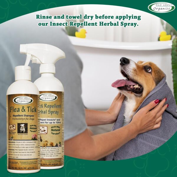 Dog Shampoo Flea and Tick Prevention 16oz - Flea and Tick Repellent Fomulated for Dogs, All Natural Flea Bath for Dogs 4 Weeks & Older Including Pregnant Female, Puppy Essentials by Mad About Organics - Image 2