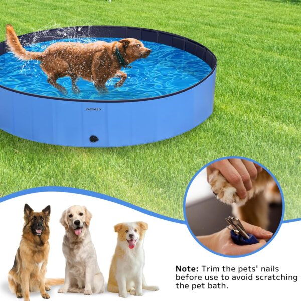 Foldable Dog Pool for Large Dogs, 63'' Swimming Pool for Small Dogs, Outdoor Pet Pool Pet Bathtub Collapsible Kiddie Pool Cats Doggie Puppy Bathing Tub with PP Board Hard Support - Image 2