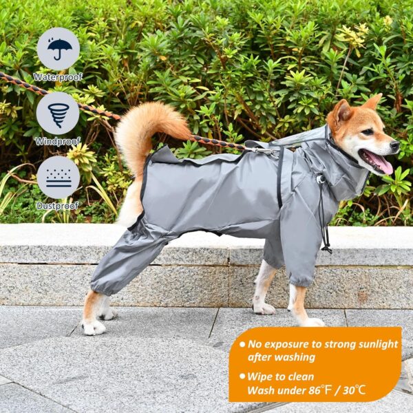 Avont Dog Raincoat - Waterproof Rain Jacket with Transparent Hood, Fully Reflective & Adjustable Pet Rain Poncho for Puppy -Grey (XL) - Image 4