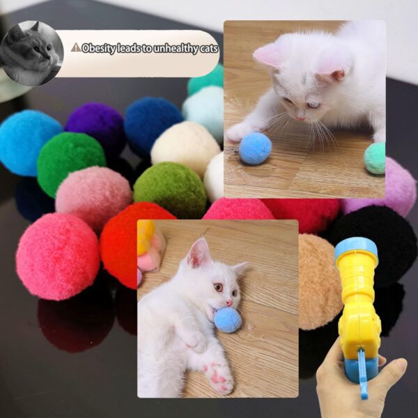 1 Cat Ball Launcher + 10Pcs 1.2’’Cat Toy Balls Silent Plush Elastic Cat Ball Toy Indoor Interactive Toys for Kitty, Dog and Pet, Ball Shooter for Training and Playing - Image 4