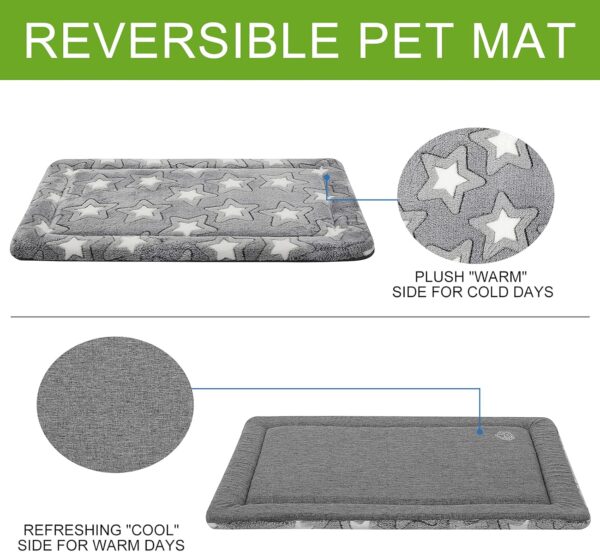 EMPSIGN Dog Bed Mat Dog Crate Pad Reversible (Cool & Warm), Machine Washable Dog Crate Mat, Kennel Pad for Dog Sleeping Mattress for Large Medium Small Dogs, Grey - Image 3