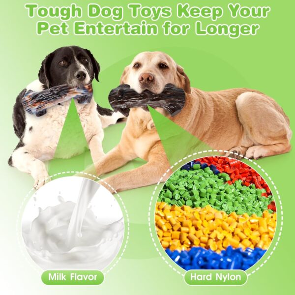 Large Dog Toys for Aggressive Chewers - 2 Packs Dog Chew Toys Made with Nylon- Indestructible Dog Toys for All Breed Sizes - Image 3