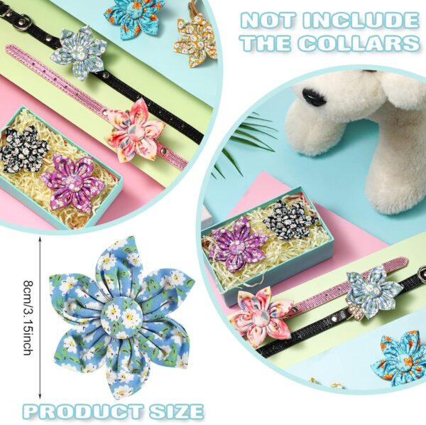 6 Pcs Dog Collar Flowers Accessory Removable Dog Collar Bow Attachment Floral Embellishment for Small Medium Large Dogs and Cats Pet Collars(Classic) - Image 2