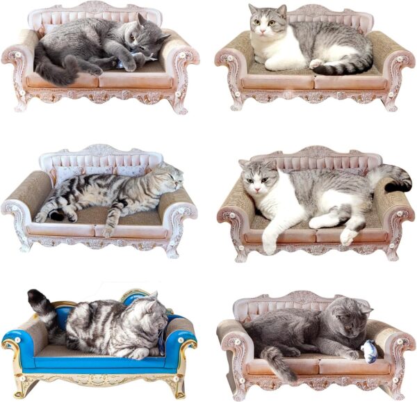 3 PCS Royal Cat Scratcher Couch Large Cat Scratcher Sofa Bed 22.9 inch Cat Scratcher Cardboard Box 23.3 inch,Modern Cat Scratcher Lounger Cat Scratch Pad, Cat Scratchers for Indoor Cats - Image 3