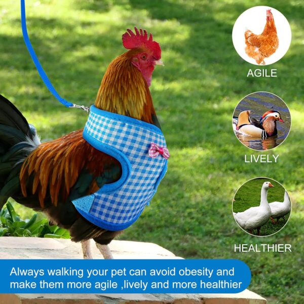 4 Pieces Adjustable Chicken Harness with Leash Elastic Comfortable Hen Pet Vest with Matching Belt Breathable Fruit Print Duck Harness Set for Chicken Duck Goose Training Walking - Image 6