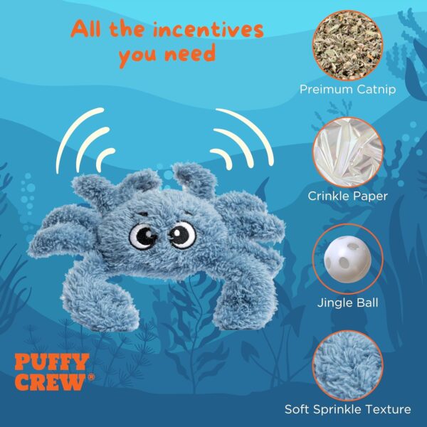 Interactive Catnip Cat Plush Toy, Ocean Theme, 5'', for All Breed Size Cats (Crab) - Image 2