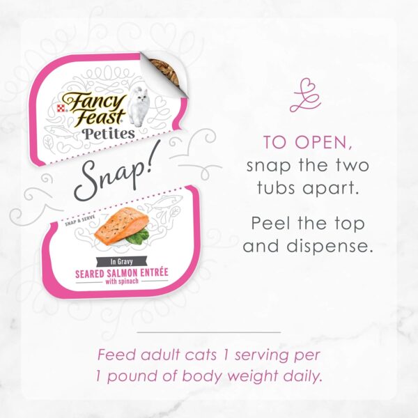 Purina Fancy Feast Gourmet Gravy Wet Cat Food, Petites Seared Salmon With Spinach Entree - (Pack of 12) 2.8 oz. Tubs - Image 10