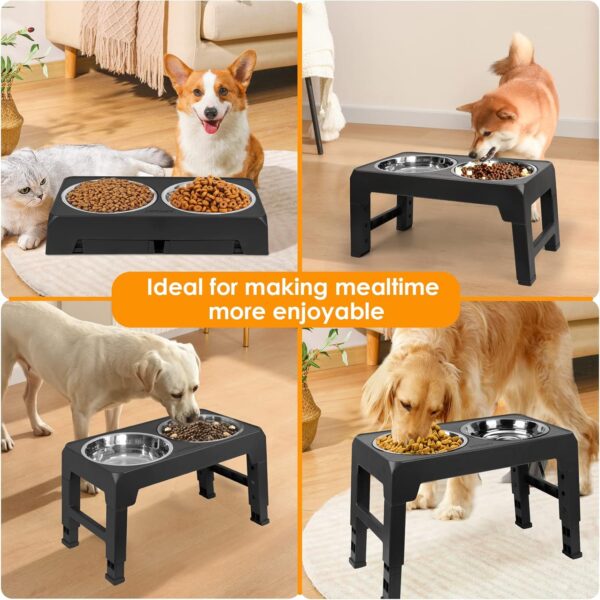 URPOWER Elevated Dog Bowls 4 Height Adjustable Raised Dog Bowl with 2 Stainless Steel Dog Food Bowls Non-Slip Dog Bowl Stand Adjusts to 3.2”, 8.7”, 10.2”, 11.8” for Small Medium Large Dogs and Pets - Image 6