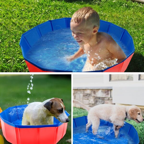 Portable Plastic Pool for Dogs, Dog Pool, 32 x 8 inch Foldable Pet Pool, Portable PVC Pet Paddling Bath Tub Dog Pools for Dogs Pet Swimming Pool Collapsible Pet Pool for Dogs Cat (Red, 32" x 8") - Image 5