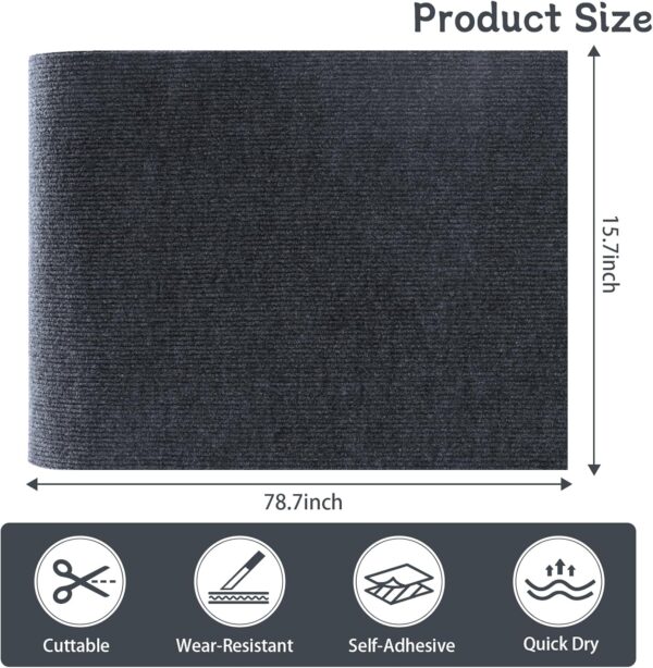 Cat Scratching Mat, 78.7"x15.8" Trimmable Self-Aadhesive Cat Scratch Carpet, Pad Replacement for Couch Furniture Protector, Cat Tree Shelves, Scratching Posts (Dark Grey) - Image 2