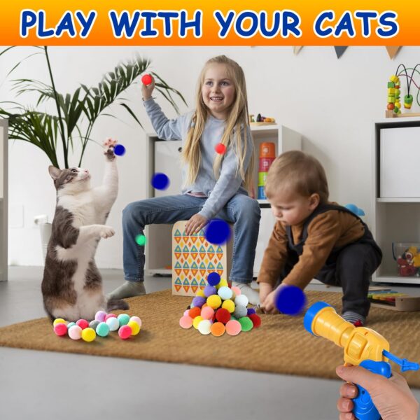 Cat Toy with Colorful Pompom Balls and Ball Launcher - Set of 30 Pieces, Plush Toy Balls for Kitten Training and Play, Silent and High Elastic Interactive Toys for Kitty, Cat Toy for House Cats - Image 7