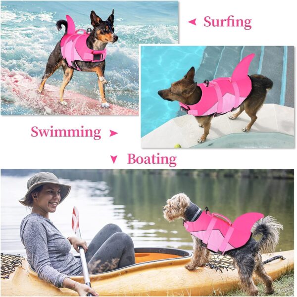 Malier Dog Life Jacket, Ripstop Dog Life Vest with Rescue Handle for Swimming Boating, Reflective Puppy Life Jackets Dog Shark Life Jacket with Adjustable Straps for Small Medium Large Dogs (Medium) - Image 7