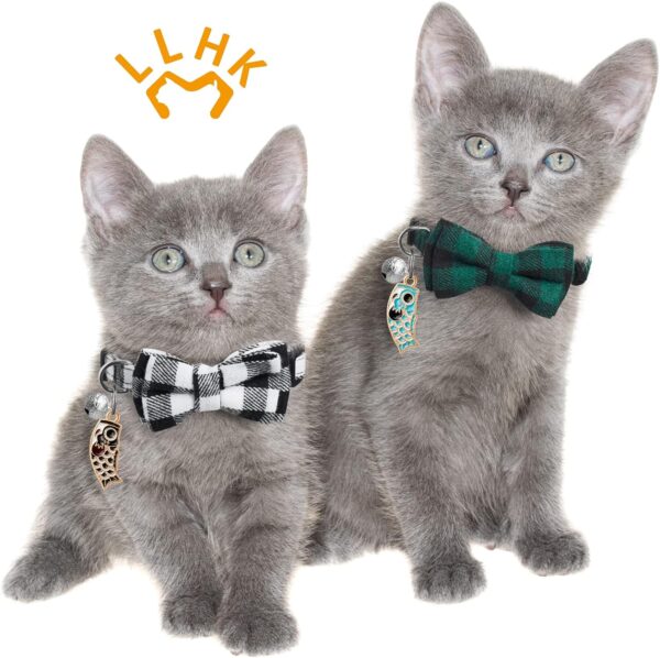 4 Pack Small Fish Cat Collars with Bow Tie and Bell,Personalized Breakaway Kitten Collar for Girl boy Cats,Adjustable 7-12inch,Cute for Kitty Kitten Adult Cats,Pet Supplies,Stuff,Accessories - Image 7