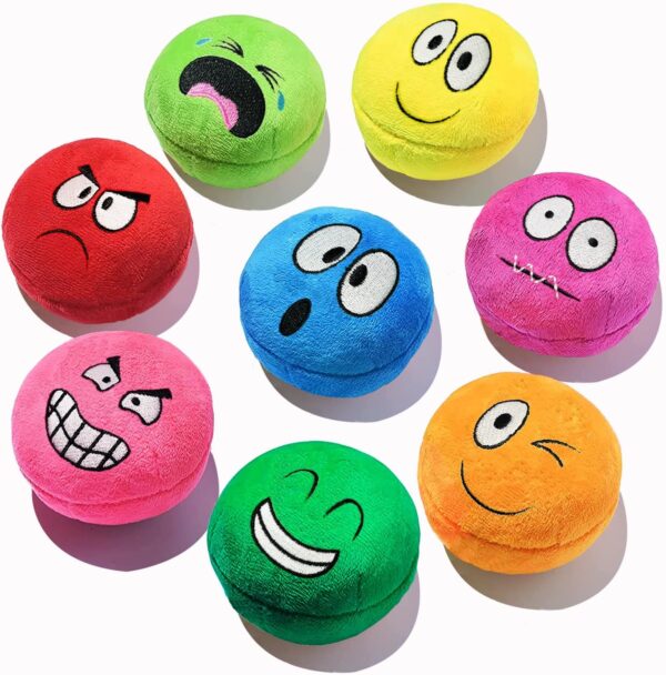 Squeaky Dog Toys for Small Dogs-Medium Dog Toys, Stuffed Plush Squeaky Dog Balls, Smile Face Dog Squeaky Toys for Small, Medium Breed