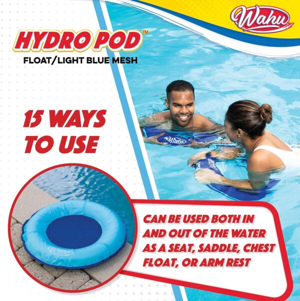 Wahu Hydro Pod Versatile Pool Float with Carrying Bag, 21" Round Portable Pool Float for Adults and Kids Ages 8+, Light Blue/Blue - Image 4