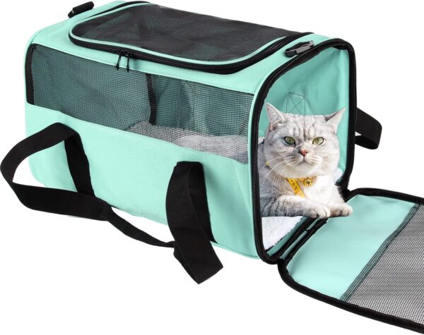 IONRIVER,Cat Carriers, Soft-Sided,Top Load Pet Carrier for Small Medium Cats Dogs Puppy 15Lbs 20 Lbs,Ventilated Design Carrier with Airline Approved (Medium,Green) - Image 8