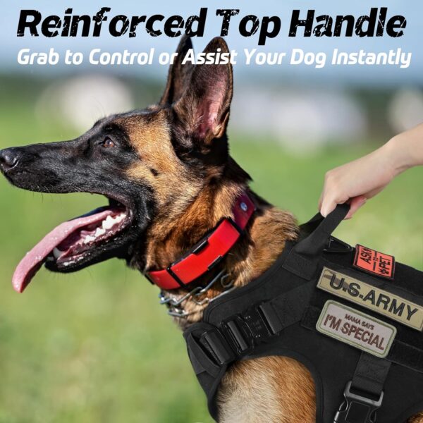 rabbitgoo Tactical Dog Harness for Large Dogs, Heavy Duty Dog Harness with Handle, No-Pull Service Dog Vest Large Breed, Adjustable Military Dog Vest Harness for Training Hunting Walking, Black, L - Image 6